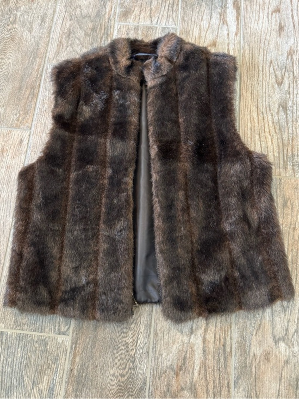 Preston & York Dark Brown Faux Fur Vest with Black Lining